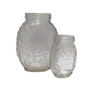 🍄 Set of 2 vintage Hornes Glass Peanut Butter Jars